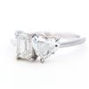 Image 2 : 14KWG 2.00ct Toi Et Moi Emerald & Heart Cut Lab Diamond Ring, 7