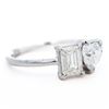 Image 3 : 14KWG 2.00ct Toi Et Moi Emerald & Heart Cut Lab Diamond Ring, 7