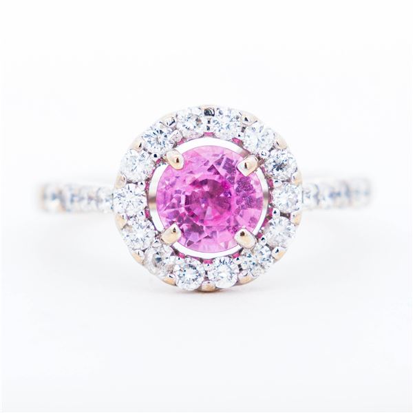 18KWG 1.22ct Pink Sapphire & .56ctw Natural Diamond Ring, 6