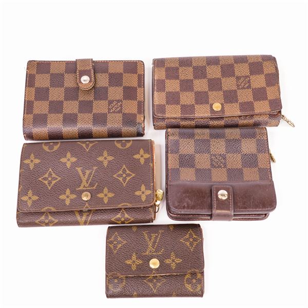 Louis Vuitton Wallet Set of 5 in Used Condition, Damier, LV Monogram, etc.