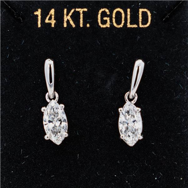 14KWG 1.00ctw Lab Grown Marquis Diamond Drop Earrings