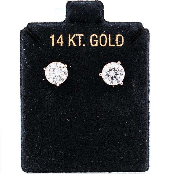 14KWG 2.00ctw Round Brilliant Diamond Stud Earrings Lab