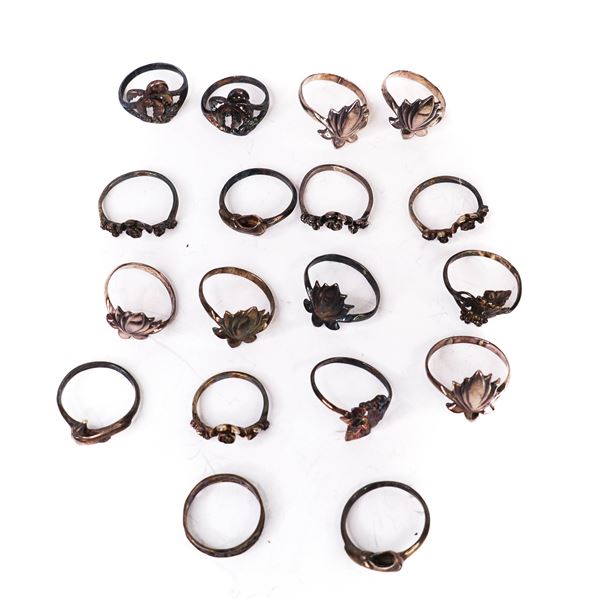 Estate Lot of 18 Vintage Sterling Silver Rings