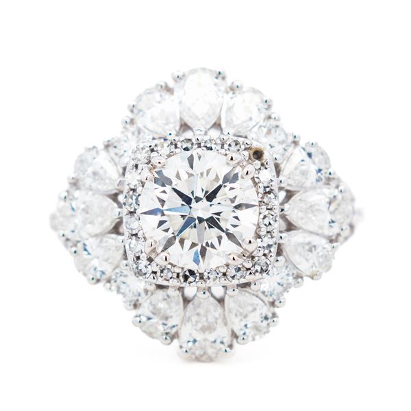 14KWG 4.25ctw/2.00ctr Lab Grown Diamond Halo Ring, 7