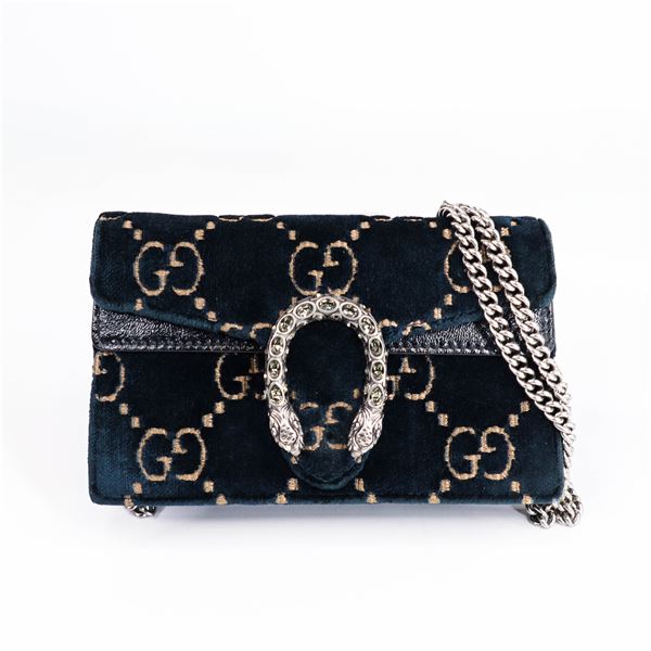 Gucci Super Mini GG Blue Velvet Dionysus Bag