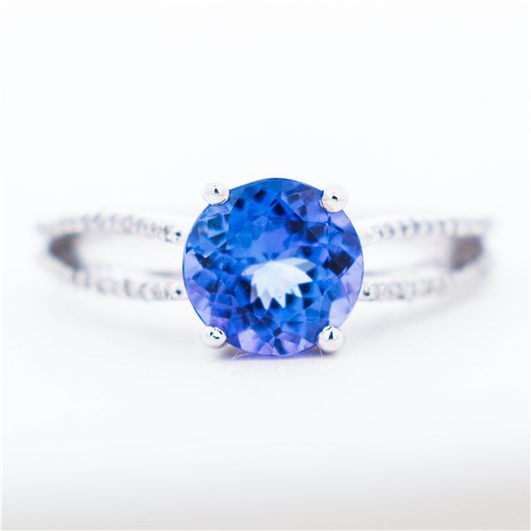 14KWG Effy 1.90ct Tanzanite & 0.14ct Natural Diamond Ring, sz 6.75