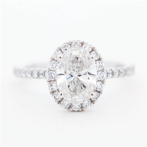 14KWG 2.00ctw/1.50ctr Oval Brilliant Lab Grown Diamond Halo Ring, 7