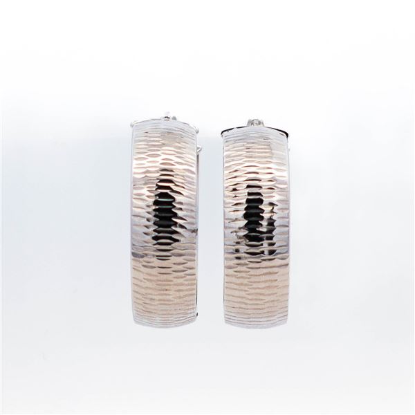 10KWG Italian Hoop Earrings .75"