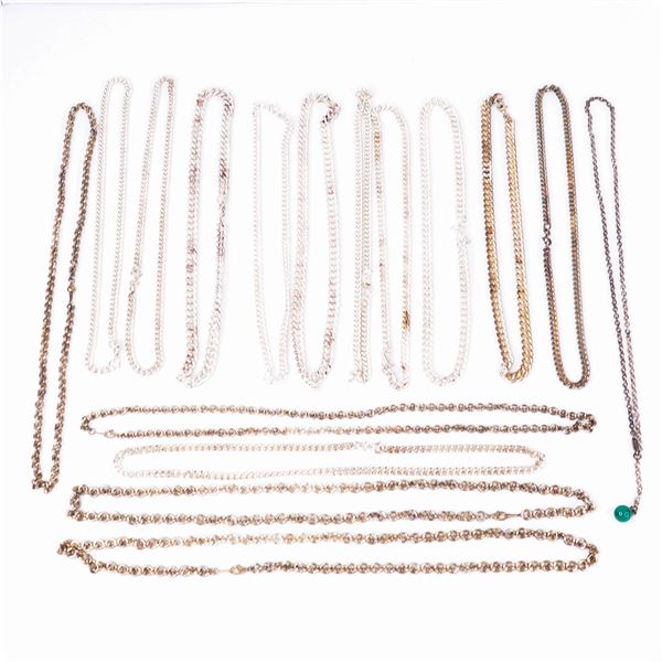 723 Grams Sterling Silver, Cuban, Rolo etc. Chain Necklaces New & Used