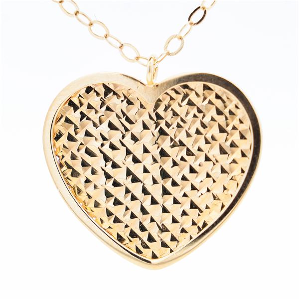 14KYG Estate Italian Heart Pendant Necklace 18"