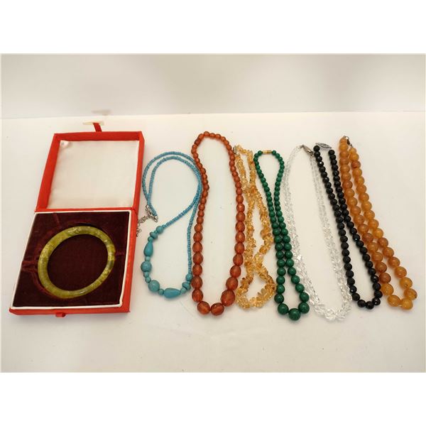 Turquoise/Crystal/Jade? Bangle etc. Natural Stone Accessory Set, Bangle with Box