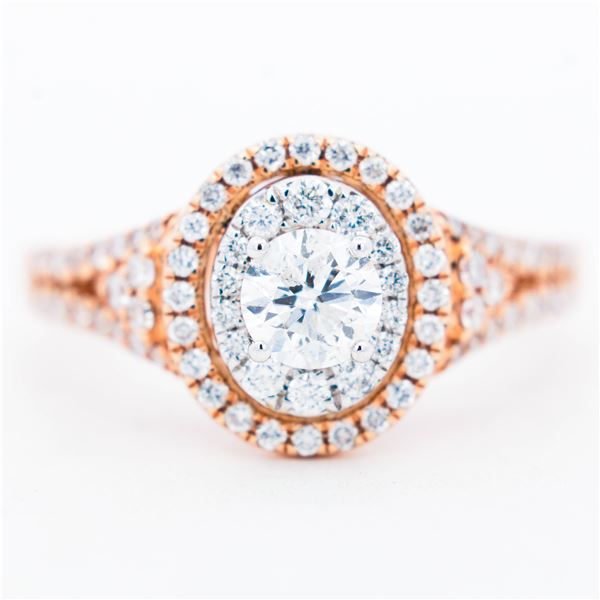 14KRG 1.00ctw Natural Diamond 0.50ctr RBC Ring sz 6.75