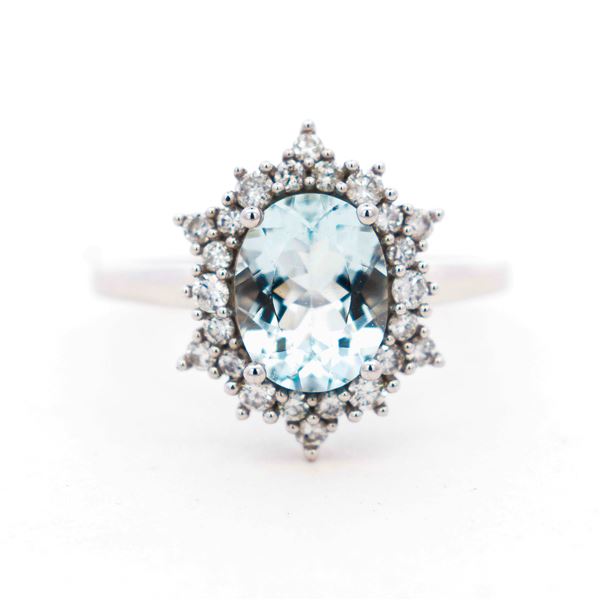 14K WG 0.40 CTW DIA AQUAMARINE