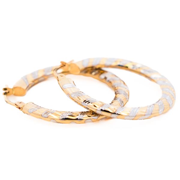 14K Two Tone Gold Hoop Earrings