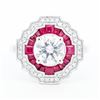 Image 1 : Pt950 Art Deco Style 1.28ctw/1.07ctr RBC & .95ctw Ruby Ring, 6.25
