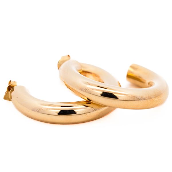 14K Yellow Gold C Hoops 1.25"