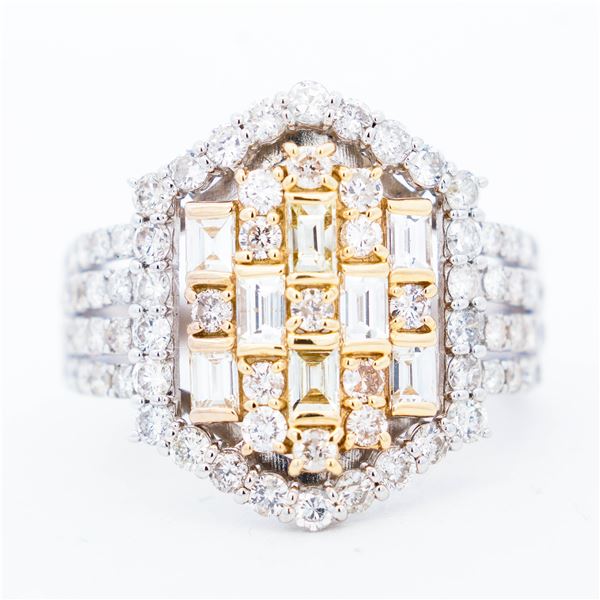 18KYG/Pt900 2.00ctw Natural Diamond Ring, sz 6