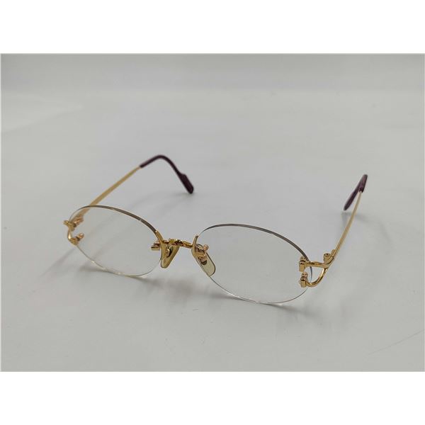 22KGP Cartier Paris Rimless Glasses w/Case size Medium 130mm