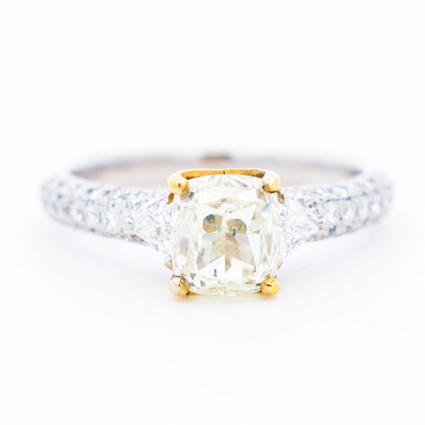 Platinum 2.89ctw/2.16ct Natural Diamond Engagement Ring, 7.75