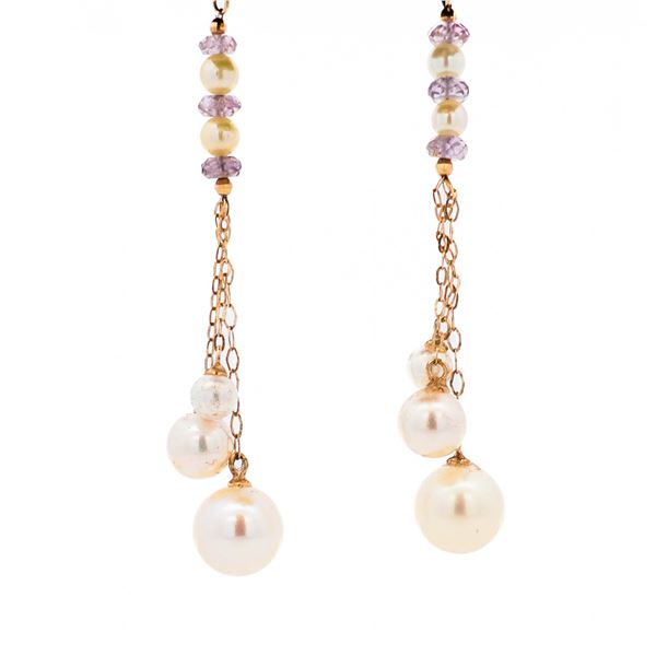 18KYG 4.0-7.9mm Pearl Dangle Earrings