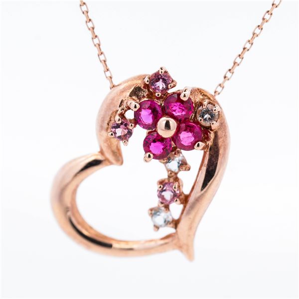 10K Rose Gold Heart Pendant Necklace 16" w/Presentation Box