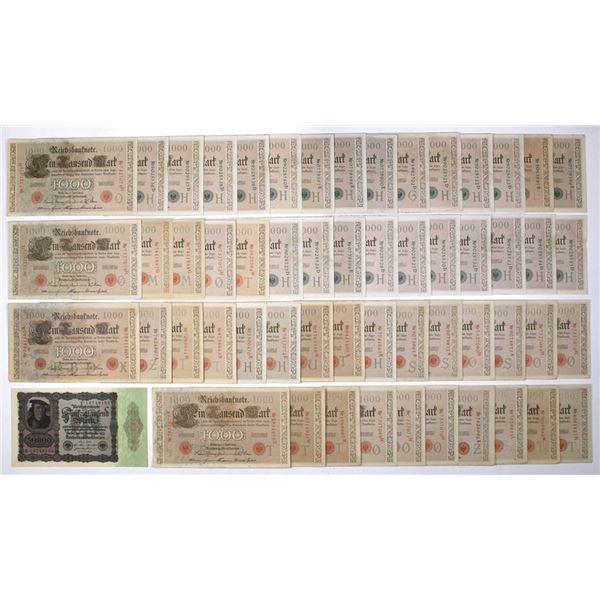 Reichsbanknote, 1910 to 1922, Issued Banknote Assortment.