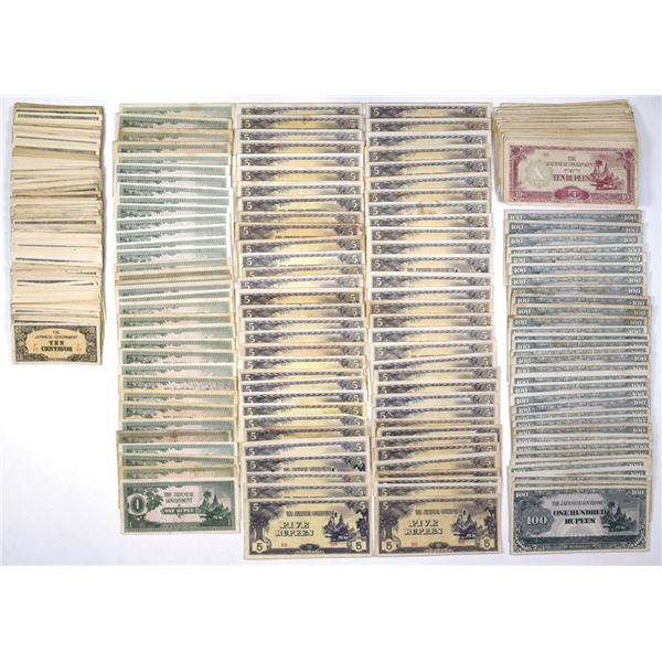 World War II Japanese Occupation Currency, ND (1942-44), Group of Over 500 Banknotes.