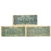 Image 2 : VA. Confederate States of America, $20, T-67, February 17, 1864, Issued Banknote Trio.