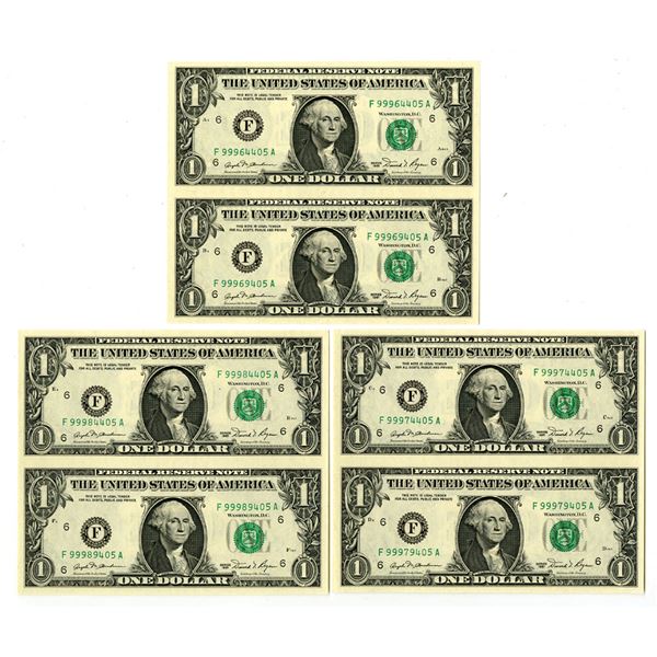 GA., U. S.  F.R.N., $1, Series 1981, Fr.# 1911F, Uncut Banknote Trio.