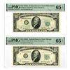 Image 1 : IL.  U.S., F.R.N., $10, Series 1950A, Fr.# 2011G, Issued Banknote Pair.