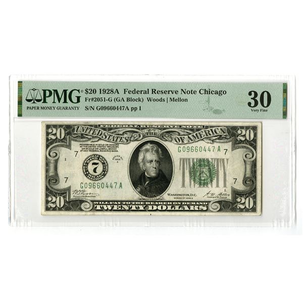 IL.  U.S., F.R.N., $20, Series of 1928A, Fr.# 2051G, Issued Banknote.