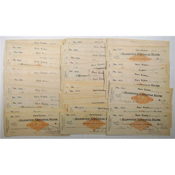 Hanover National Bank, 1918, Assortment of I/C Bank Checks with Facsimile RN-G Revenues.