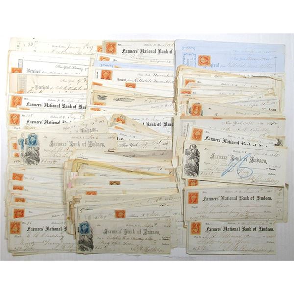NY. Farmers National Bank of Hudson and other Institutions, ca.1860s, Lot of 400+ Check & Drafts