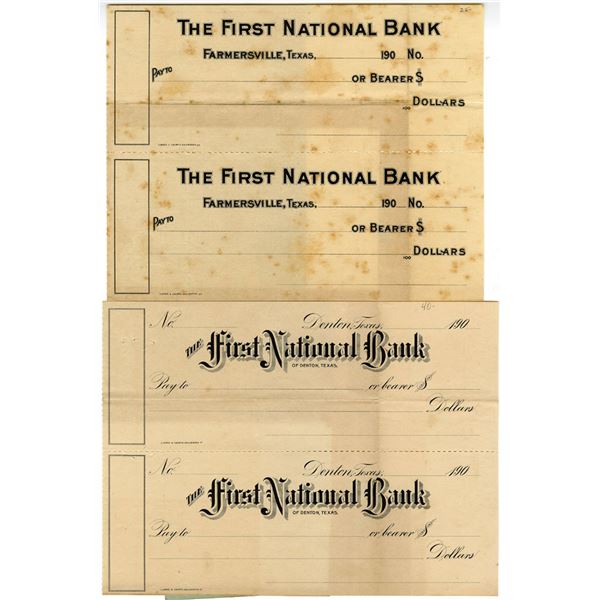 Texas. Texas Banks Uncut Specimen Check Pairs, ca.1900-1909