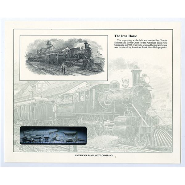 Iron Horse Engraving by Charles Skinner and Edwin Gunn for ABN in 1902 Reprinted Souvenir Card by AB