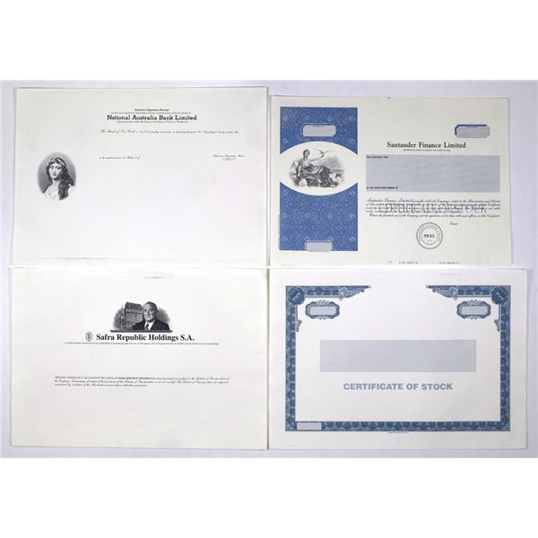 International Banking and Financial Sector Proof & Progress Proof Stock Certificate Collection, ca. 