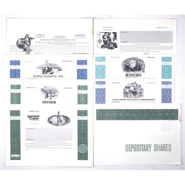 Communications and Media Stock Certificate Collection of Specimen Certificates, ca. 1990s