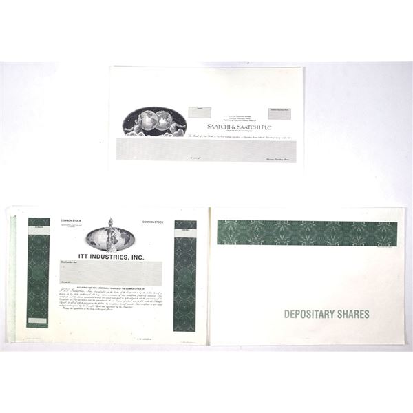 Manufacturing Stock Certificate Collection of Proof and Progress Proof Stock Certificates, ca. 1980 