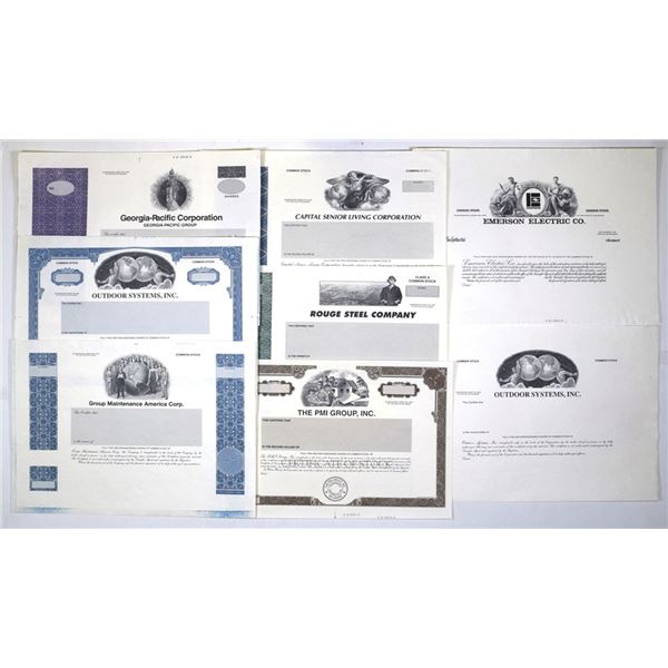Industrial and Utility Stock Certificate Collection of Proof and Progress Proof Stock Certificates, 