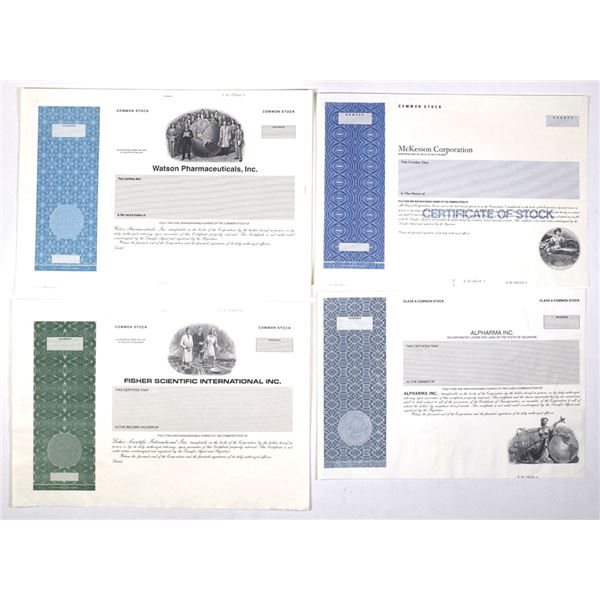 Pharmaceutical and Scientific Proof & Progress Proof Stock Certificate Collection, ca. 1980s to 1990