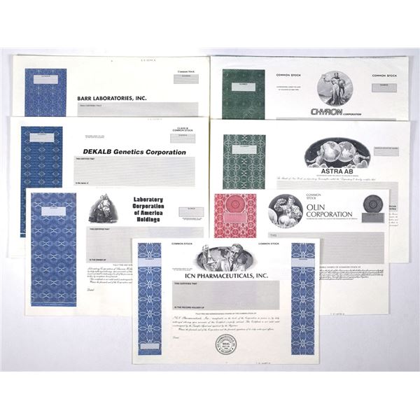 Pharmaceuticals, Genetics, Media, and Chemicals Proof & Progress Proof Stock Certificate Collection,