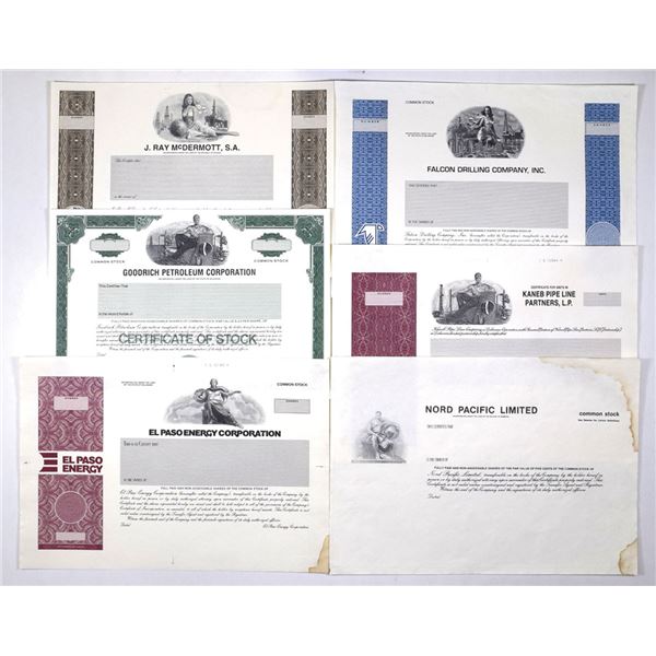 Oil and Energy Proof and Progress Proof Stock Certificate Collection, ca. 1970s-1990s