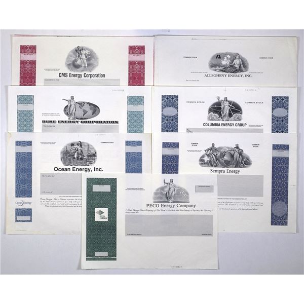 U.S. Energy Sector Proof & Progress Proof Stock Certificate Collection, ca. 1980 to 2000