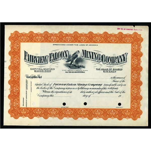 Nevada. Fairview Falcon Mining Co., ca.1900-1920 Specimen Stock Certificate