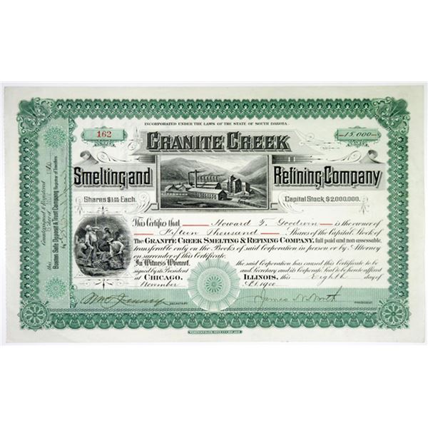 NV. Granite Creek Smelting and Refining Co. 1900 I/U Stock Certificate