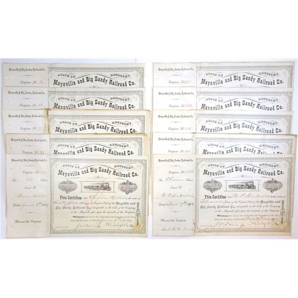 KY. Maysville & Big Sandy Railroad Co., 1888-1902 I/C Stock Certificate Group