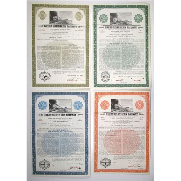 Great Northern Railway Equipment Trust, 1958 to 1965 Specimen Bond Quartet
