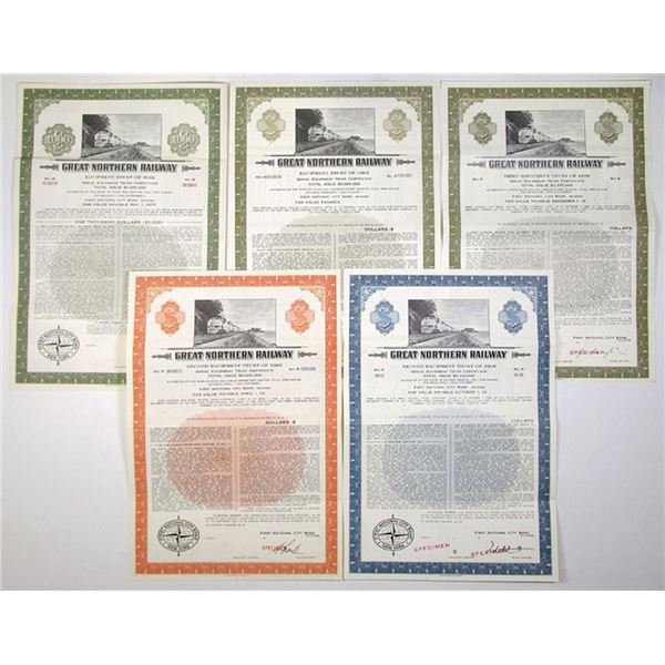 Great Northern Railway Equipment Trust, 1962 to 1968 Specimen Bond Quintet