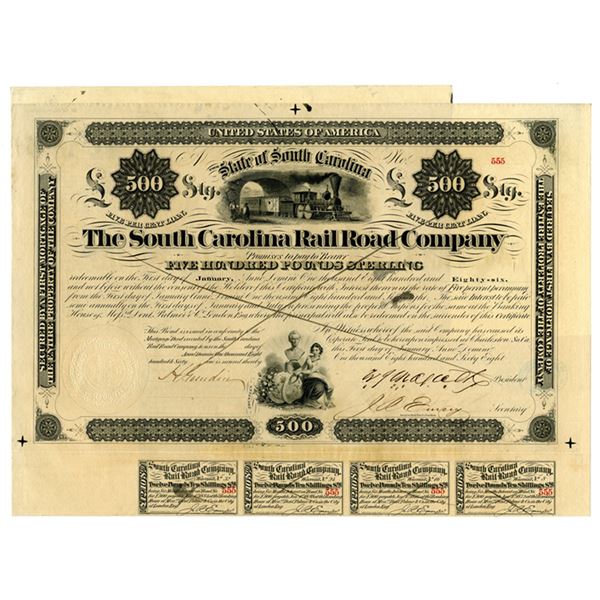 SC. South Carolina Rail Road Co., 1868, I/C Bond.