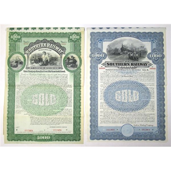 VA. Virginia. Southern Railway Co., 1901 and 1906, Specimen Gold Coupon Bond Pair